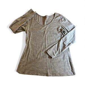 WoolX Layla VNeck Top Sand/Tan L EUC